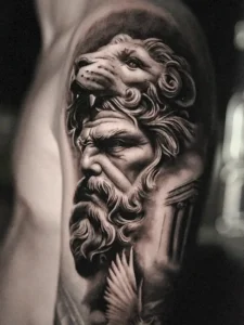 Realistic Greek tattoo by Colombian tattoo artist Clayton Goethe